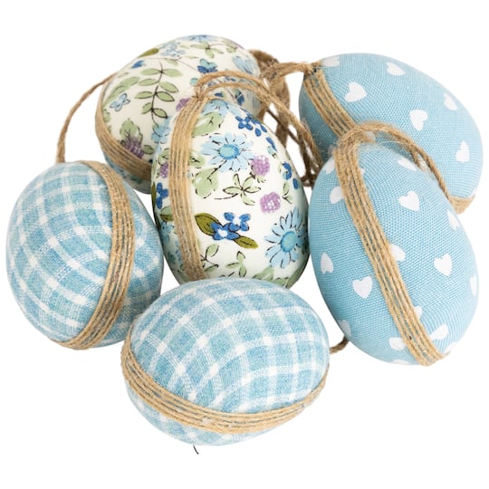 2" Blue Easter Egg Ornament Décor, 6ct.